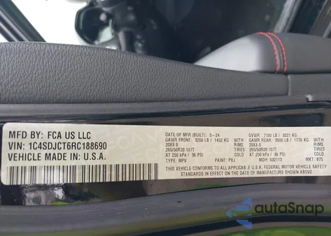 2024 Dodge Durango R/T Plus Awd from USA, damaged, VIN 1C4SDJCT6RC188690